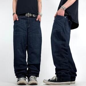 Vintage y2k rare baggy wide leg dark wash flannel lined grunge jeans
